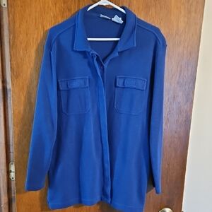 Blue Button-Up Sweater Shirt, Sz 1X, Cabin Creek